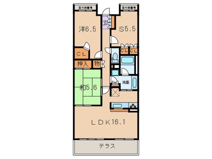 甲子園六石町ハイツ(2SLDK/3階)の間取り写真
