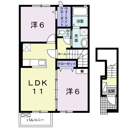 アミーチ V(2LDK/2階)の間取り写真