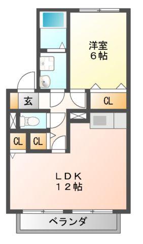 クレストソシア(1LDK/2階)の間取り写真