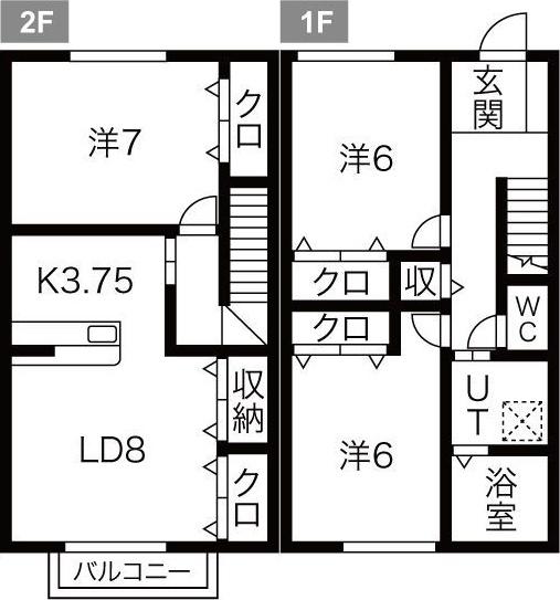 花巻ステーションアベニューF棟(3LDK/1階)の間取り写真