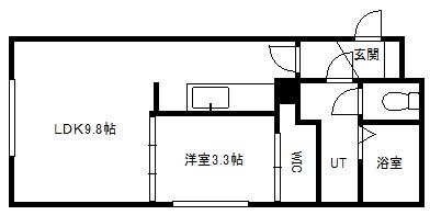 CENTRAL PARK南12条(1LDK/3階)の間取り写真