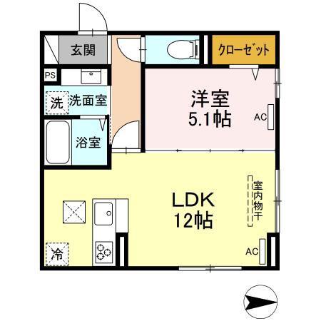 アヴァンス西亀有(1LDK/1階)の間取り写真