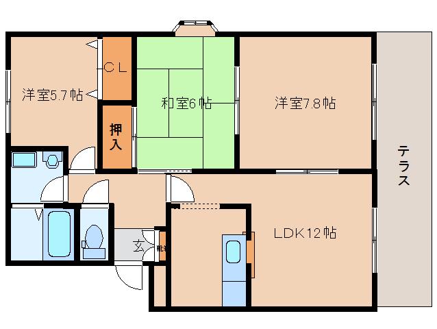 グッドヒルズ桜ヶ丘(3LDK/1階)の間取り写真