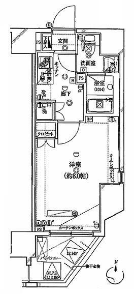 RISINGPLACE 南千住(1K/4階)の間取り写真