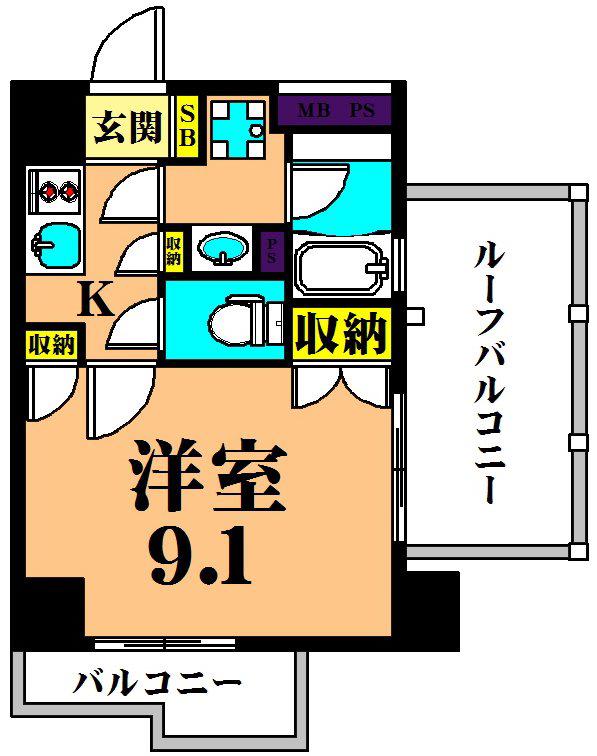 レジディア南品川(1K/5階)の間取り写真