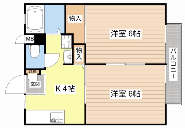 富士見ハイツ(2K/2階)の間取り写真