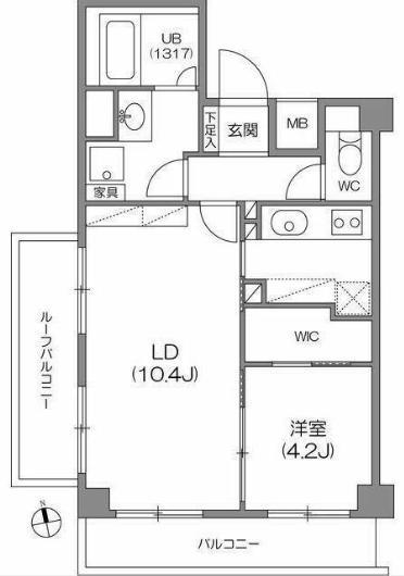 ガーラプレイス八幡山壱番館(1LDK/4階)の間取り写真