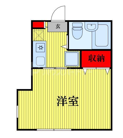 パレスミワIII(1K/1階)の間取り写真