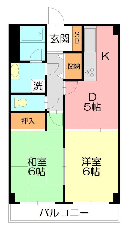 アーデルサンアイ(2DK/3階)の間取り写真