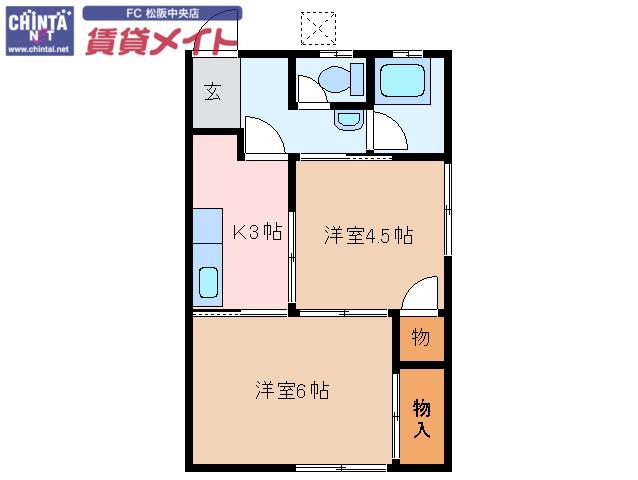 久世ハイツ パート5(2K/2階)の間取り写真