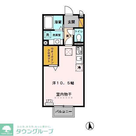アンソレイユ(ワンルーム/1階)の間取り写真