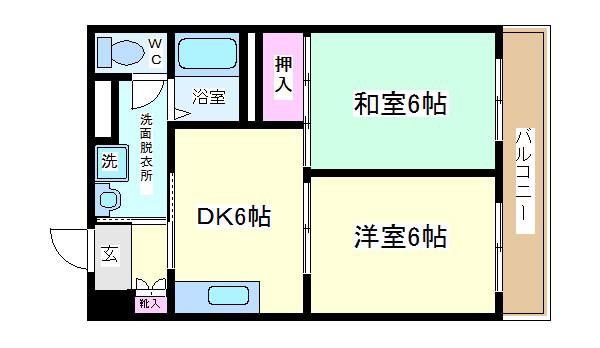 VIVACE東寺尾(2DK/3階)の間取り写真