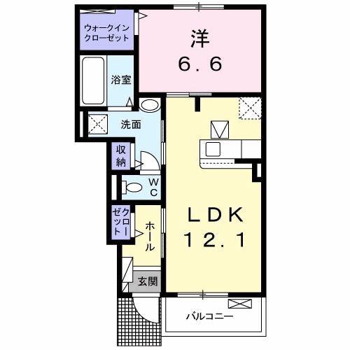 グリーンビュー土佐III(1LDK/1階)の間取り写真