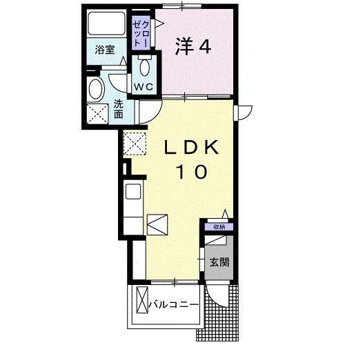 バンブー シューツ(1LDK/1階)の間取り写真