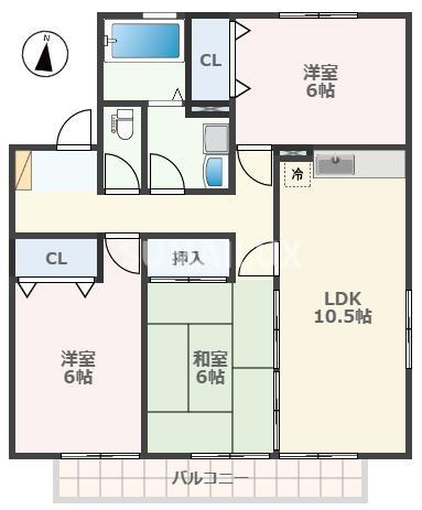 プレミールB(3LDK/2階)の間取り写真