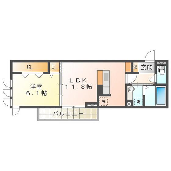 クレール クロノス(1LDK/3階)の間取り写真