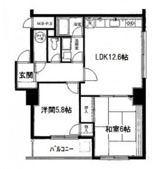 シャンボール広交(2LDK/11階)の間取り写真