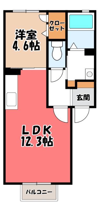 クレシェンテC(1LDK/2階)の間取り写真