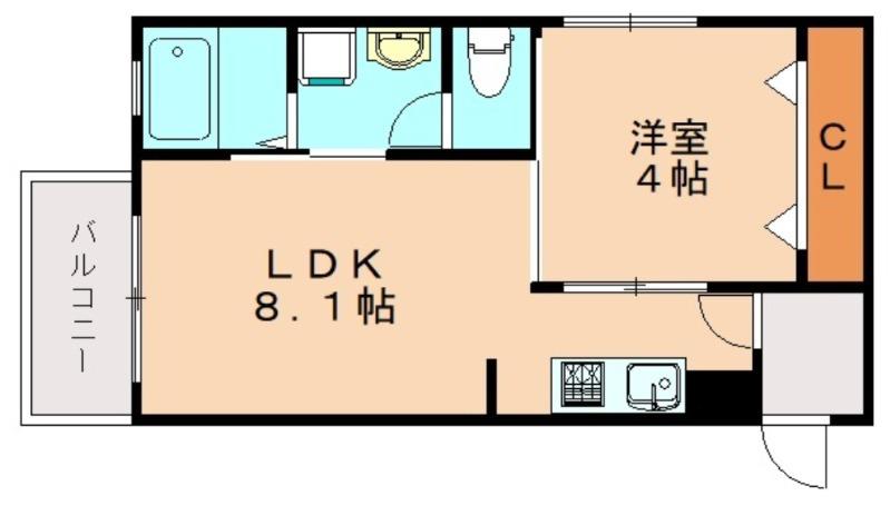 ソリッド九大学研都市(1LDK/3階)の間取り写真
