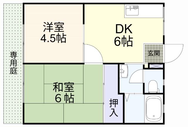 第2ちくまハイツ(2DK/1階)の間取り写真
