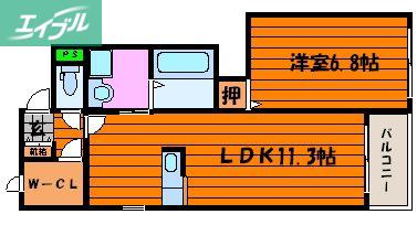 ハートフル津島(1LDK/1階)の間取り写真