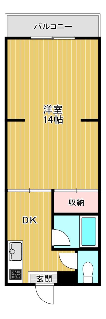 発春八坂ハイツ(1DK/3階)の間取り写真