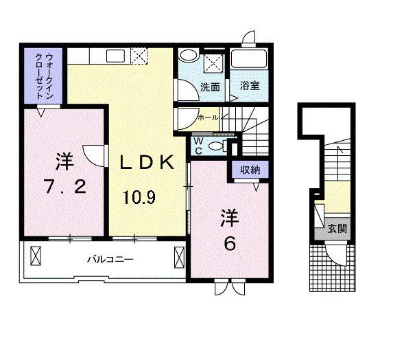ソレイユ(2LDK/2階)の間取り写真