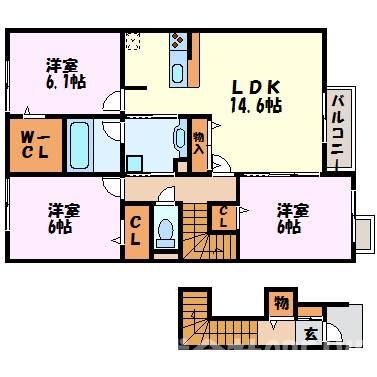 カーサミーア(3LDK/2階)の間取り写真