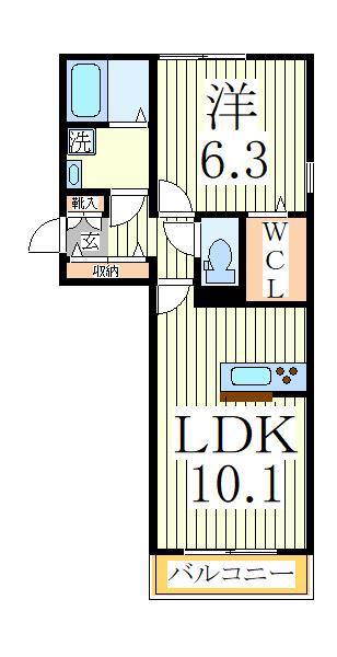 アステールピュールM(1LDK/2階)の間取り写真