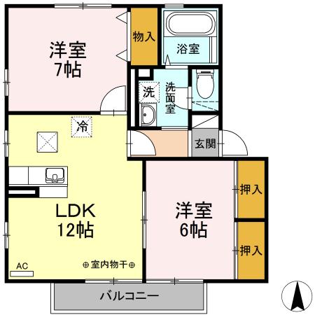 エトワールKII102(2LDK/1階)の間取り写真