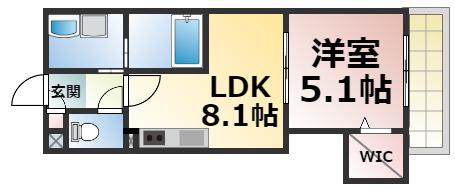 クリエオーレ巽中II(1LDK/2階)の間取り写真