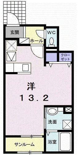 アマーレ スパーツィオ II(ワンルーム/1階)の間取り写真