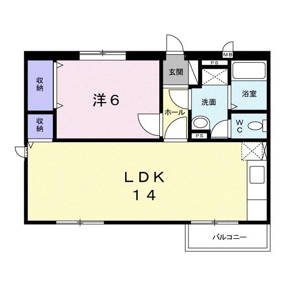 サンヒルズ三郷(1LDK/2階)の間取り写真