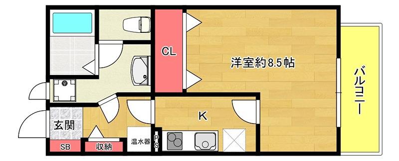 シャトー弁天参番館(1K/9階)の間取り写真