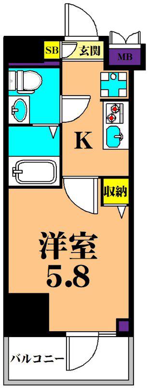 プライマル品川大森海岸(1K/15階)の間取り写真