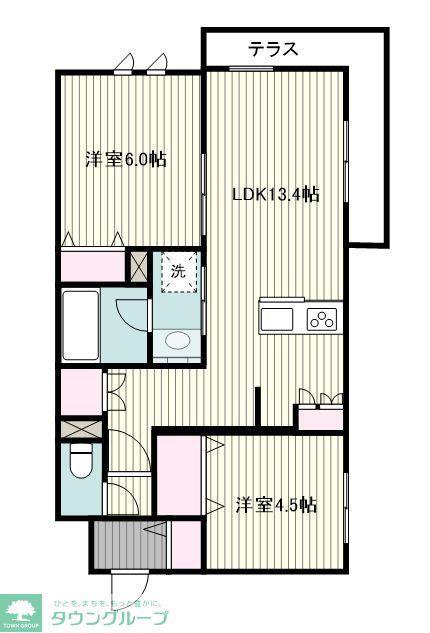下土棚メゾンA棟(2LDK/1階)の間取り写真