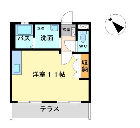 グランチェスタK-I(ワンルーム/1階)の間取り写真