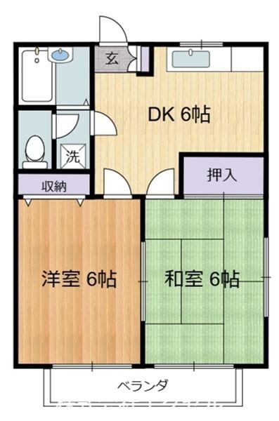 エレガンス関口第5(2DK/2階)の間取り写真