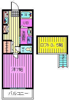 クレセントハウスⅡ(1K/1階)の間取り写真
