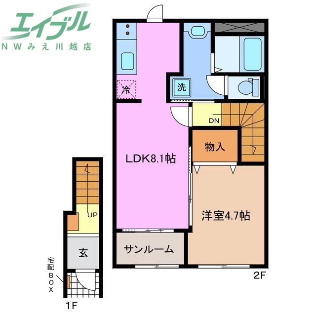 ベルクレイン(1LDK/2階)の間取り写真