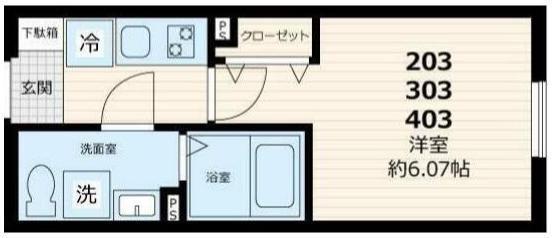 GATE RESIDENCE MITAKA(1K/3階)の間取り写真