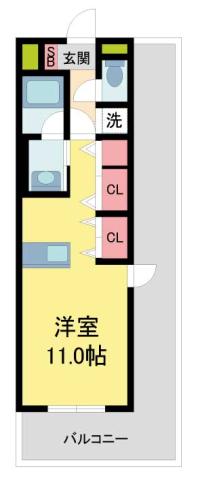 芦屋大桝町アネックス(1K/4階)の間取り写真