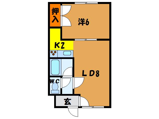 コンフレール青柳(1DK/2階)の間取り写真