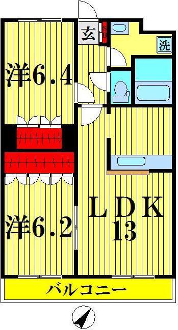 セレーナプリマ(2LDK/2階)の間取り写真