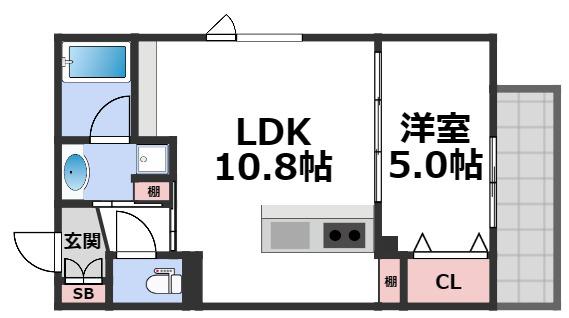ESTAGEO北田辺(1LDK/2階)の間取り写真