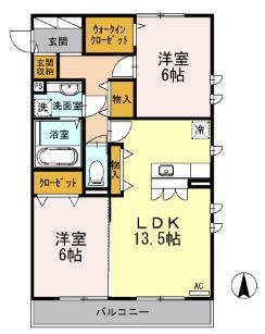 グラン レーヴI(2LDK/2階)の間取り写真