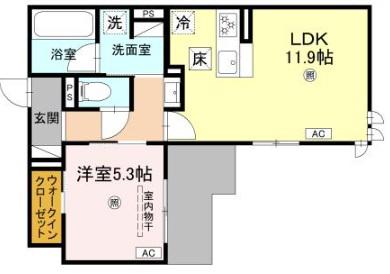 トリシア千躰(1LDK/1階)の間取り写真