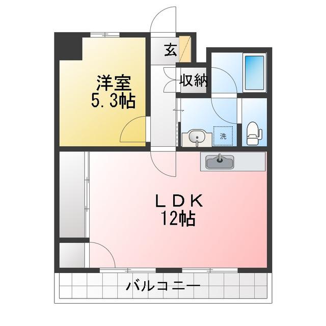 ドエル花輪(1LDK/2階)の間取り写真