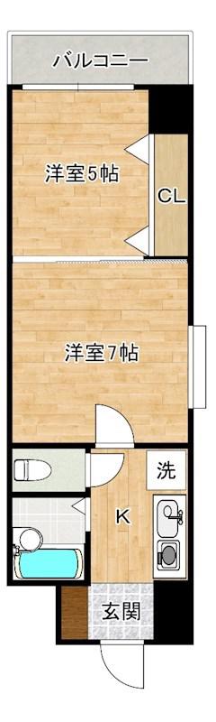 ギャラン南小倉(2K/10階)の間取り写真