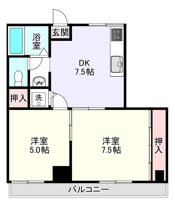 関口ビル(2DK/3階)の間取り写真